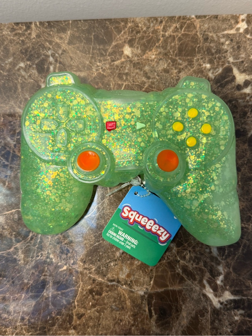 Squeeezy Green Glitter Game Controller Stress Toy -